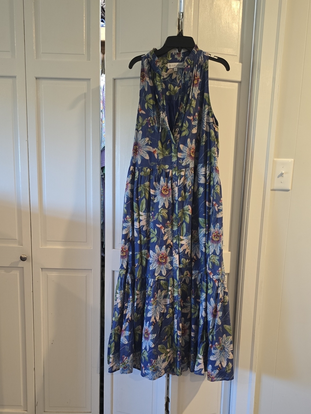 Blue Floral Sleeveless Maxi Dress